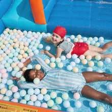 SLOOSH Inflatable Water Slide Park for Kids, 6 in 1 Bounce House Double Slides Bouncy Castle with 450W Blower, Climbing Wall, Water Cannon, Splash Pool for Outdoor Backyard Party