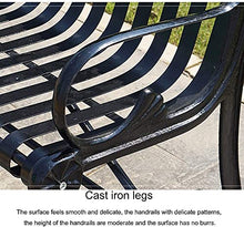 ANSNAM Outdoor Bench Garden Patio Seating Furniture, Outdoor Park Bench Garden Bench, Metal Leisure Cast Iron Bench, Courtyard Terrace Seat Bench with Backrest and Armrest (Size : 120cm)