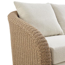 Pavilion 80 in. Natural Metal Outdoor Sofa with Boucle White Cushions