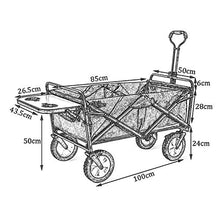 Folding Garden Trolley Cart Heavy Duty Wagon for Outdoor Camping Picnic Fishing Multi-Function Sping Cart with Table Board Load:80kg (Army Green)