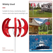 12000W No Noise Vertical Wind Turbine Generator, 12V 24V 48V 110V 220V Portable Vertical Wind Power Turbine Generator Kit with Controller for Homeuse Residential,Red24V