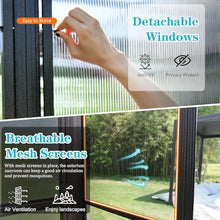 ANTSKU 12x14FT Outdoor Permanent Wall Mounted Sunroom with Detachable Polycarbonate Windows, Aluminum Gazebo, Dark Brown