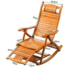 FENOKD Rocking Chair Bamboo Lounge Chair Rocking Chair,Foldable Wooden Rocking Chairs Sun Lounger Chairs,Patio Rocking Chairs for Heavy Duty Adults Elderly,with Armrest Foot Mas (with Pad)