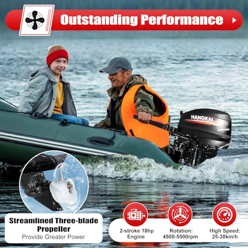 RocoReny 2 Stroke 18HP Outboard Motor Long Shaft Black