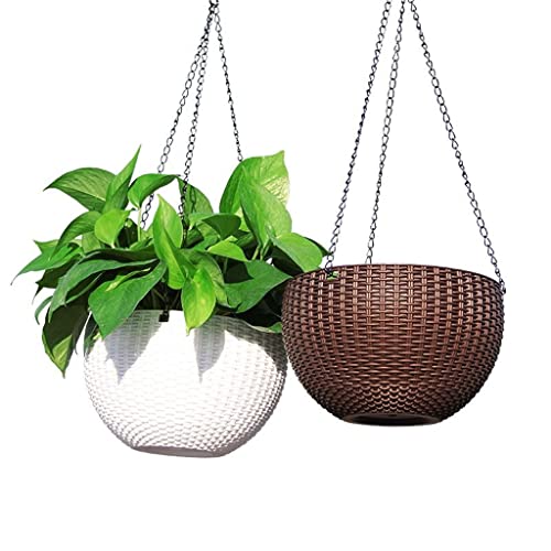 Resin Hanging Plant Pots Basket Plant Hang Plant Flower Pot Hanger Outdoor Hanging Pot Holder Basket for Wall Decoration Garden (Color : White-Patch Five-Pointed star4) (White patch Five)