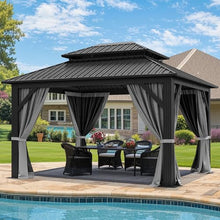 YITAHOME 12x14ft Hardtop Gazebo with Nettings and Curtains Heavy Duty