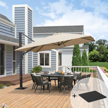 132" Square AlumInum Cantilever Offset Umbrella With Steel Plate Base,Beige