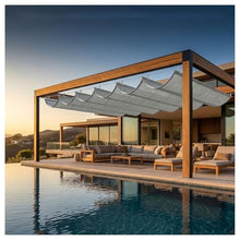 Retractable Sun Shade Sail Canopy with Sliding Track Kit for Outdoor Deck, UV Protection, Durable Wave Awnings，Breathable Wave Awning，for Pergola, Garden,Deck,and Porch(W2*L9m/W6.56*L29.53ft)