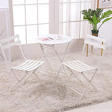 JIQHOHX Modern Furniture 3PC Garden & Patio Table & 2 Chairs Cast Iron Bistro Set,Balcony Table Chairs Furniture,Folding Outdoor Garden Patio Dining Table and Two Chairs
