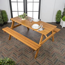 JONATHAN Y Shoreham Eucalyptus Wood Outdoor Picnic Table, 59", Teak Brown