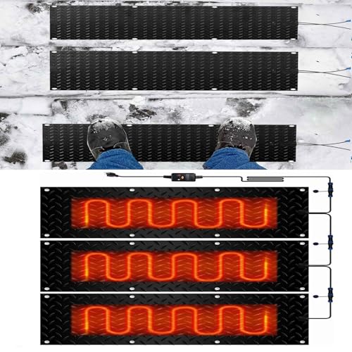 AMHUKIP Snow Melting Mats for Outdoor Stairs and Driveways - Anti-Slip Winter Snow Removal Solution (3 Pcs, 25.4x120cm/10x48in)(40x120cmx3Pcs)