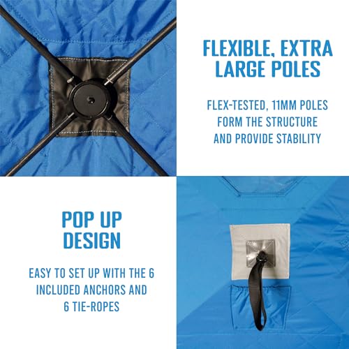CLAM Portable Pop Up Ice Fishing Shelter Tent 11.5x11.5 Foot Multi