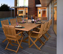 Amazonia Hamburg 9-Piece Rectangular Patio Dining Set Certified Teak Light Brown