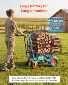 VEVOR Electric Utility Cart, 36V 432Wh Battery Powered Electric Wagon, 500W Power Wheelbarrow with Brake, 660 lbs Load Heavy Duty Steel Garden Cart for Farm and Yard All Purpose Modular Cargo Bed