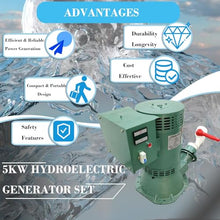 OLONETO 5KW Single‑Phase Micro Hydroelectric Generator – Auto Voltage Stabilizer & Leakage Protection, 110/220V 50 Hz, 15–40 m Head, Copper Wire With Clip Garden Light(110v)
