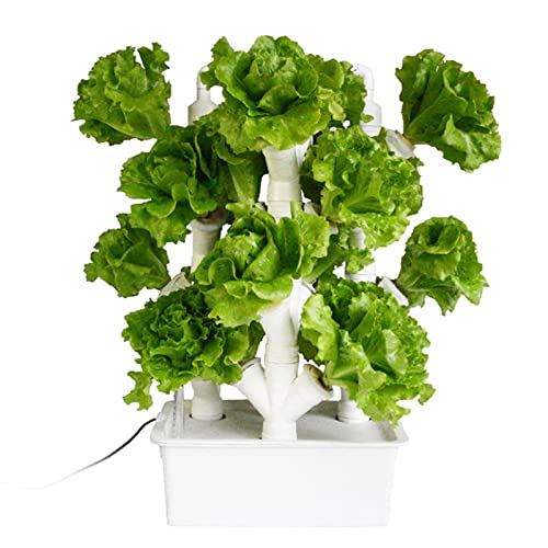 BEESOM 16/24/32 Pots Hydroponics Tower Aquaponics Grow System Garden Tower Aeroponics Growing Kit for Indoor & Outdoor - Water Tank, Sponge, Raw Tape - Herbs, Fruits and Vegetables,32Holes