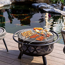 Garden Fire Pit Grill Bowl Grill Barbecue Rack Fire Pits Outdoor Burning Fire Pit Bowl, Wrought Iron Outdoor Heating, for Backyard Terrace Patio