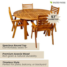 Patio Wise Round Acacia Wood Patio Table, Teak, 57-Inches x 29½-Inches