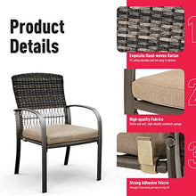 Pamapic 8504 Patio Dining 7 Piece, Outdoor Wicker Furniture Set for Backyard Garden Deck Poolside/Iron Slats Table Top, Removable Cushions, 7 Pack, Beige