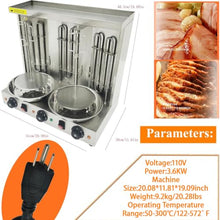 HQHAOTWU Electric Turkish barbecue machine with 3 Burners 110V 3.6KW