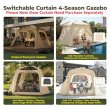 Alvantor® 12' x 12' Pop Up Gazebo, All Weather 4-Season Instant Canopy Tent, UPF 50+ Waterproof Lightweight, Addable PVC/Mesh/Polyester Curtains Pergola for Patio Backyard Deck Camping Beach