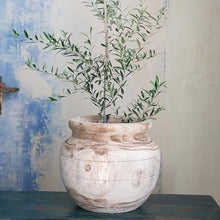 Creative Co-Op Round Paulownia Wood Planter, Natural