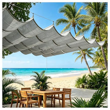 Slide Wire Wave Shade Sail,Off Wave Sun Shade Sail,Retractable Sun Protection Wave Canopy Cover,Outdoor Hang Down U Shape Porch Wave Awning,Breathable Shade Mesh Tarp(W2.4*L10m/W7.87*L32.81ft)