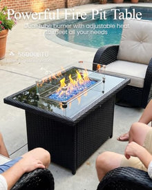 LayinSun 10 Pieces Outdoor Patio Furniture Set with Fire Pit Table