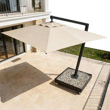 Carbon Steel Square Rolling Umbrella Base Stand 1100LBS Capacity Fillable Mobile Umbrella Base with 4 Lockable Wheels for Garden Backyard Deck Poolside