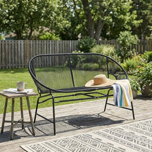 SRECELL Outdoor Wicker Loveseat Patio Furniture, PE Rattan Love Seat with Iron Frame, All-Weather Patio Bench Seating for Backyard, Balcony, Deck, Modern Outdoor Couch No Cushions,Black