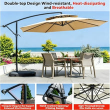 AY8ADYUI Table Market Umbrella,Cantilever Umbrella,Large Outdoor,with Base,8 Sturdy Ribs,Crank and Sturdy Ribs,for Garden, Deck, Backyard, Pool, Turquoise(Pale White)