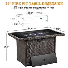 LayinSun 44" Propane Gas Fire Pit Table, 55000 BTU Rectangular Fire Pit with Glass Wind Guard for Outside Patio Deck Garden Backyard