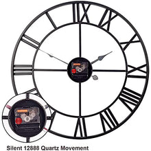 Outdoor Garden Wall Clock,24 Inch Large Waterproof Wall Clock Roman Numeral Display Vintage Style Metal Silent Patio Wall Clock Indoor Outdoor Decoration
