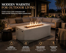 Golden Flame 55-Inch Rectangle Propane Fire Pit Table – Hidden Tank Outdoor Gas Fire Table for Patio & Backyard – Modern Concrete Fire Pit with Push Button Ignition – Graphite