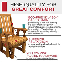 Amish Casual Heavy Duty 600 Lb Mission High Back Treated Glider Chair with Cupholders (Cedar Stain)