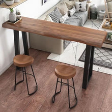 JYPIINFS Industrial Solid Wood Bar Table - Rectangle Dining Coffee with Metal Base Narrow Balcony Railing Irregular Edges(120 * 40 * 105cm/47.2 * 15.7 * 41.3in)