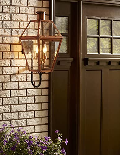 Bailey Street Home 4 Light Wall Lantern Aged Copper Finish with Clear Glass Copper