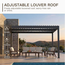 Kingdura Louvered Pergola 10'x10', Outdoor Pergola with Adjustable Louvered Roof, Reinforced Aluminum Frame Hardtop Gazebo for Patio Garden Deck Backyard, Grey