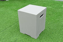 AMS Fireplace | Elementi Square-2 Smooth Light Gray 20 lbs Propane Tank Cover | Concrete GFRC Base | Dimensions: 15.7 x 15.7 x 20 inches | Perfectly Matches with Westport Fire Pit Table.