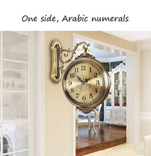European Style Double-Sided Wall Clock Retro Silent Station Clock Creative 360°Rotating Living Room Bedroom Study Pastoral Outdoor Garden