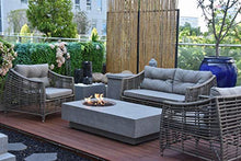 Metropolis Concrete Fire Pit 56" x 32" Outdoor Patio Firepit Includes Lava Rocks Modern Fire Pits & Outdoor Fireplaces for Garden, Deck, Indoor & Outdoor Heating