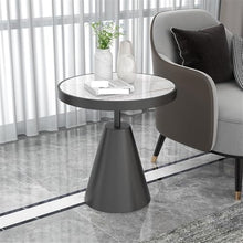Modern Metal Side Table Round Marble for Sofa Side Corner Table Balcony Simple(Gris)
