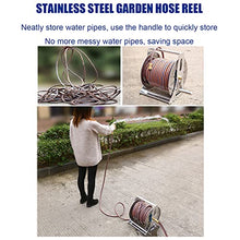 Garden Wall/Floor Mount Hose Reel, 1/2" Water Hose and Stainless Steel Bracket Combo Kit, Retractable Hose Reel Butler Holder Hand Crank Swivel Stand, Water Hose Organizer Storage Hose Guide System