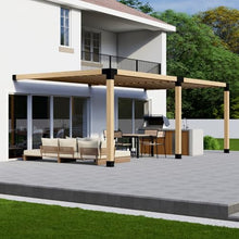 DIY Attached Pergola Bracket Kit with Slatted Roof - 6x6 Posts + 2x6 Rafters - Build Up to 24' x 12' - Steel Hardware Only