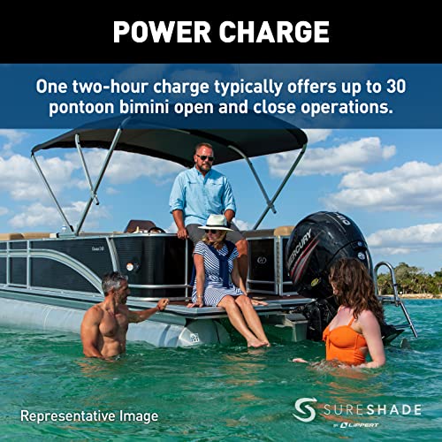 SureShade Power Bimini Electric Shade System for Pontoon Boats 92-102" Wide Burgundy Bimini/Silver Frame