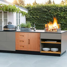 OUTLANE Outdoor Kitchen Door Drawer Combo 38.2" W x 20.5" H x 22.6" D - Stainless Steel Cabinets for BBQ Island, Patio Grill & Outdoor Cooking Space, Flush Mount