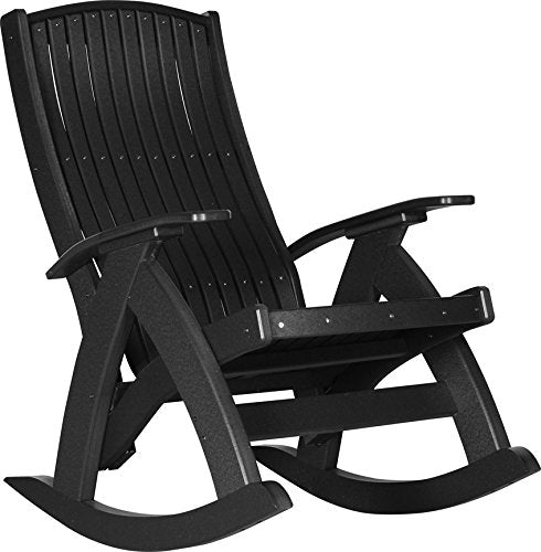 LuxCraft Poly Comfort Rocker Plastic Outdoor Rocking Chair Black