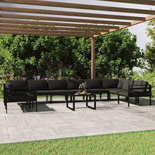 LKJephalotrope 11 Piece Aluminum Patio Lounge Set, Modular Sectional Outdoor Furniture with Cushions and Coffee Table for Backyard and Poolside, Durable Metal Frame, Anthracite