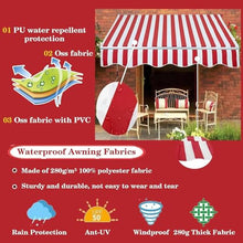 Manual Retractable Awning Door Window Awning Shelter Outdoor Canopy Home Deck Canopy with Manual Crank Handle（Frame Included ）