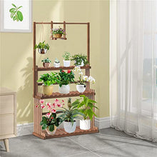 MIIKHI Plant Stand 3-Tier Hanging Wood Plant Stand Planter Shelves Flower Pot Organizer Rack Multiple Display Holder Shelf Indoor Outdoor Flower Stand